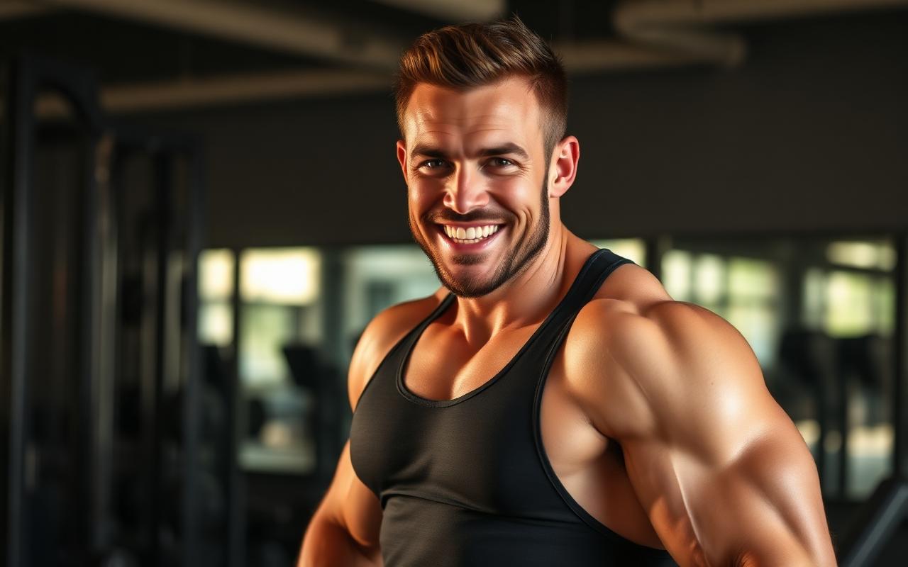 Homme énergique et musclé après cure Testoryn